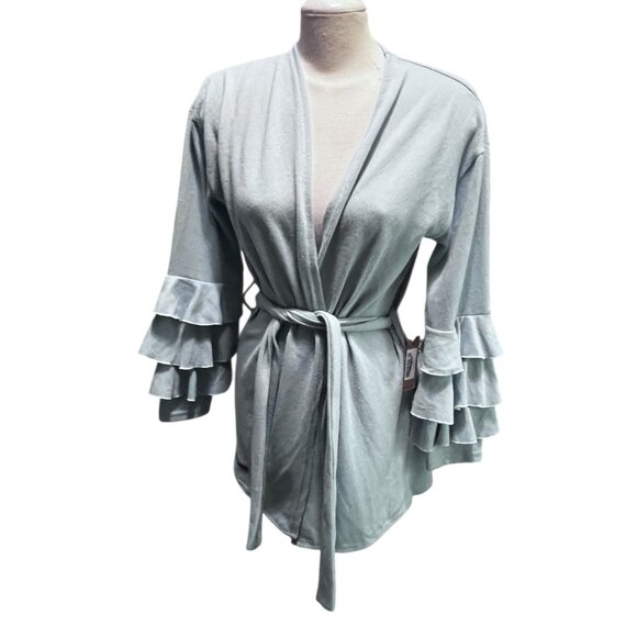 Simply Southern Fleece Ruffled Belted Long Sleeve Cardigan Sz Large Womens Soft - Picture 6 of 10